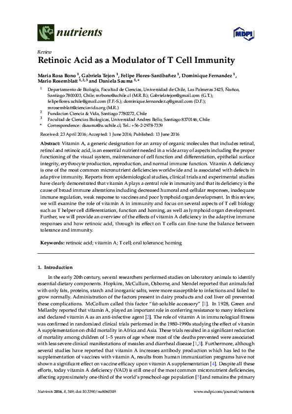 (PDF) Retinoic Acid as a Modulator of T Cell Immunity