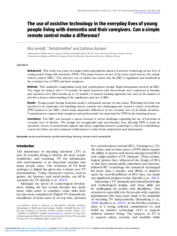 (PDF) The use of assistive technology in the everyday lives of young ...