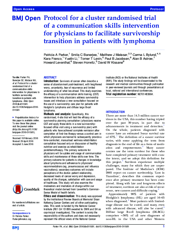 (PDF) Protocol for a cluster randomised trial of a communication skills ...