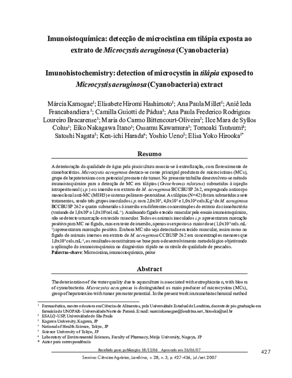 (PDF) Imunoistoquímica: detecção de microcistina em tilápia exposta ao ...
