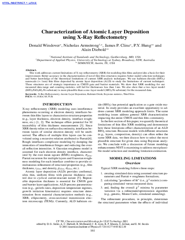 (PDF) Characterization of Atomic Layer Deposition using X-Ray Reflectometry