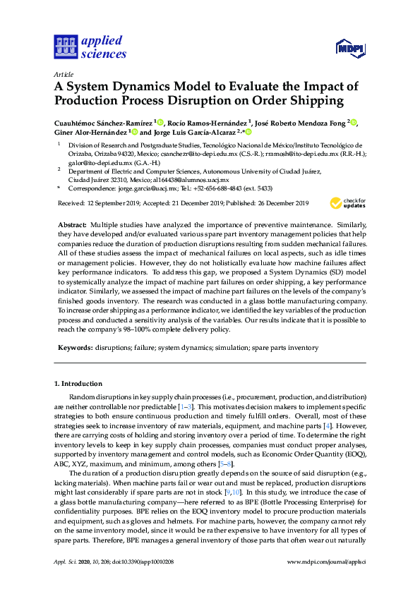 (PDF) A System Dynamics Model to Evaluate the Impact of Production ...