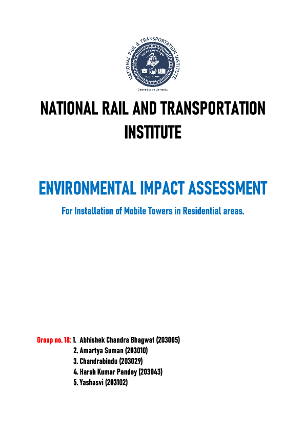 (PDF) Environmental Impact Assessment Installation of Mobile Towers in ...