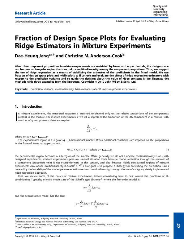 (PDF) Fraction of design space plots for evaluating ridge estimators in ...