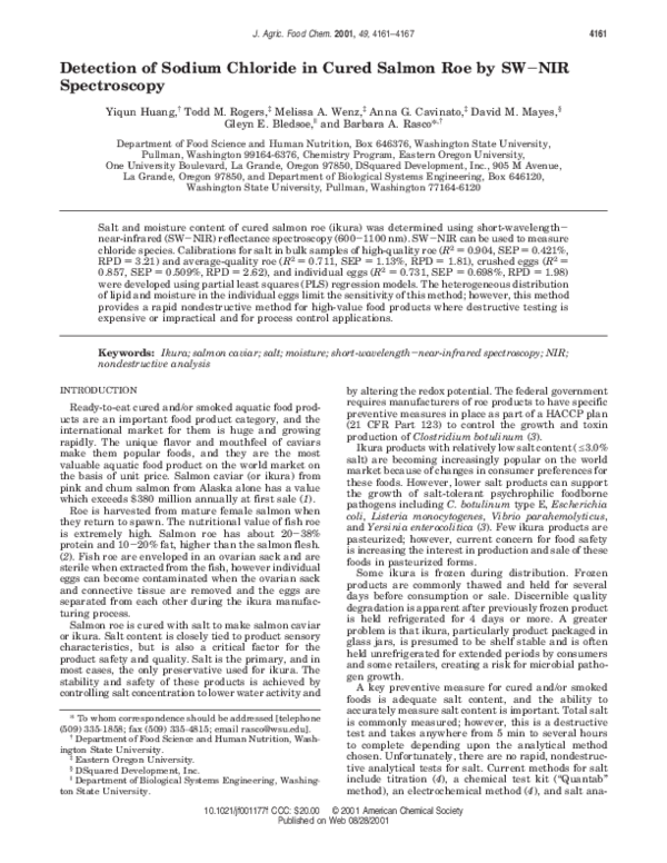 (PDF) Detection of Sodium Chloride in Cured Salmon Roe by SW-NIR ...