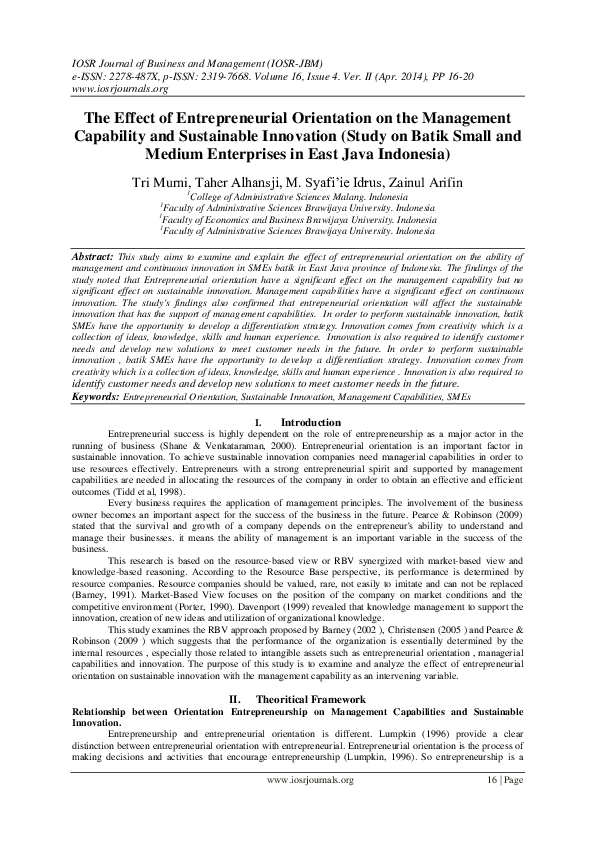 (PDF) The Effect of Entrepreneurial Orientation on the Management ...