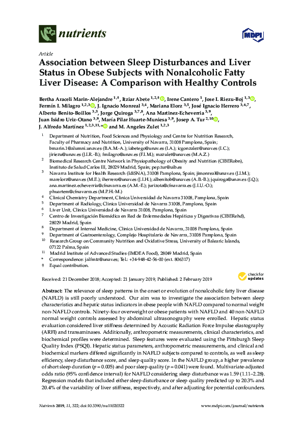 (PDF) Association between Sleep Disturbances and Liver Status in Obese ...