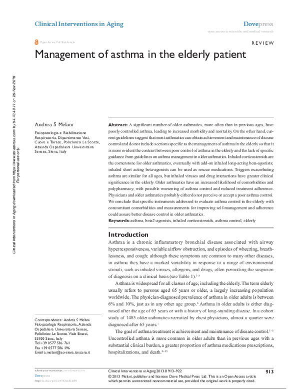 (PDF) Management of asthma in the elderly patient