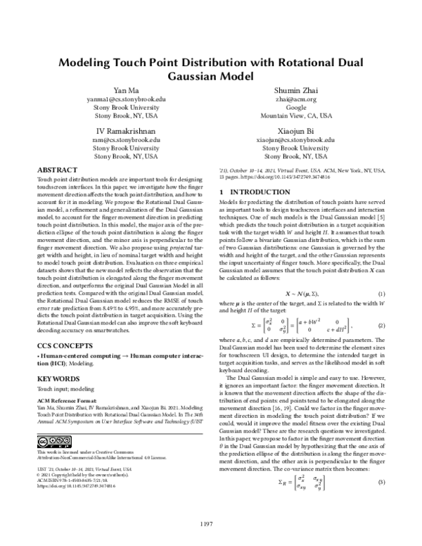 (PDF) Modeling Touch Point Distribution with Rotational Dual Gaussian Model