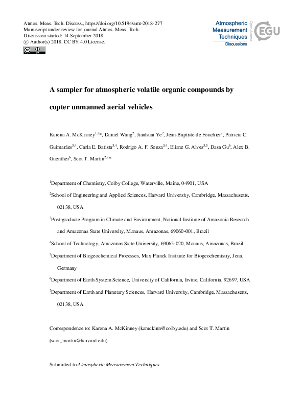 (PDF) A sampler for atmospheric volatile organic compounds by copter ...