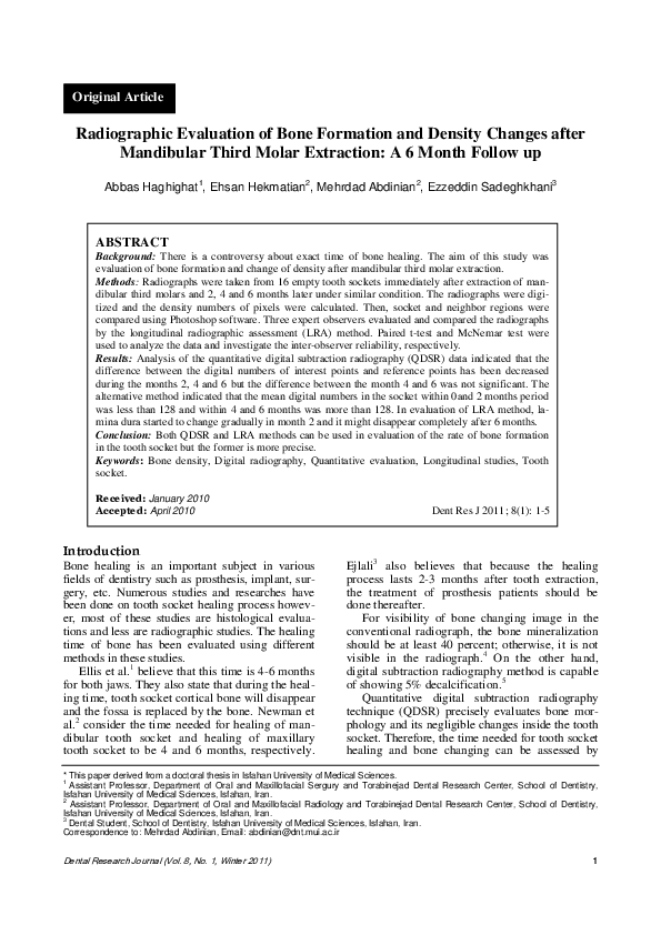 (PDF) Radiographic Evaluation of Bone Formation and Density Changes ...