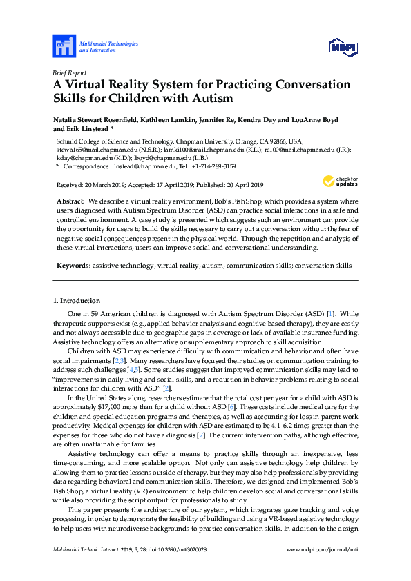 (PDF) A Virtual Reality System for Practicing Conversation Skills for ...