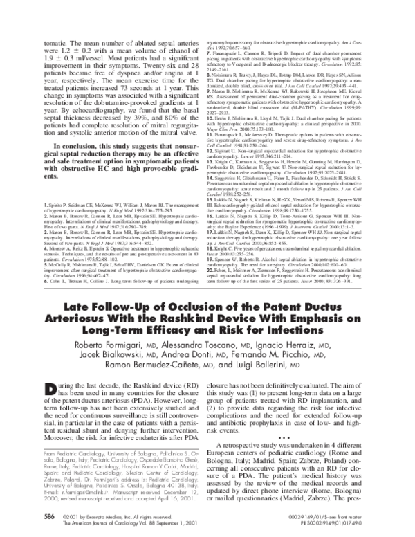 (PDF) Late follow-up of occlusion of the patent ductus arteriosus with ...