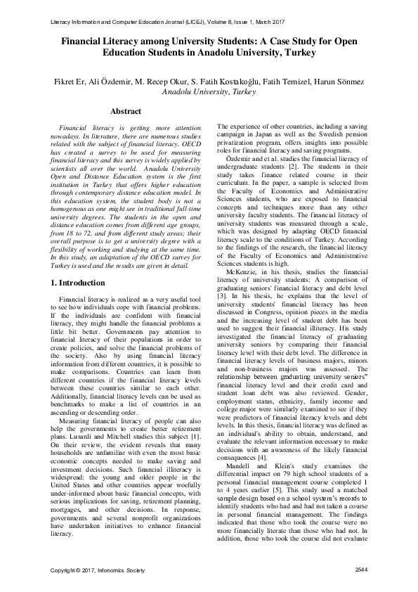 (PDF) Financial Literacy among University Students: A Case Study for ...