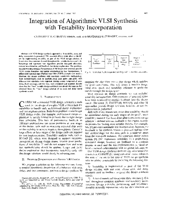 (PDF) Integration of algorithmic VLSI synthesis with testability ...