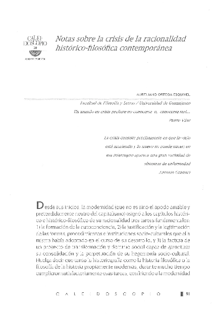 (PDF) Notas sobre la crisis de la racionalidad histórico- filosófica ...