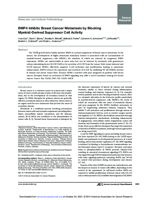 (PDF) BMP4 inhibits breast cancer metastasis by blocking myeloid ...