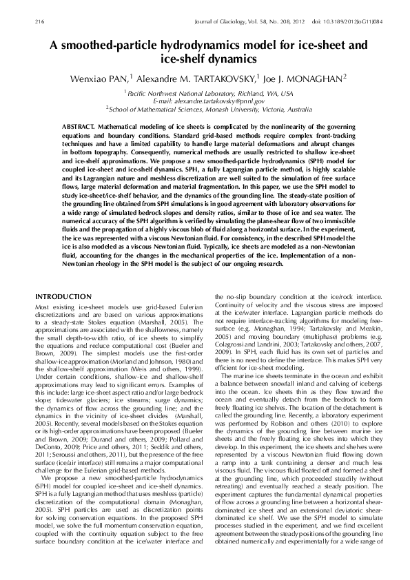 (PDF) A smoothed-particle hydrodynamics model for ice-sheet and ice ...