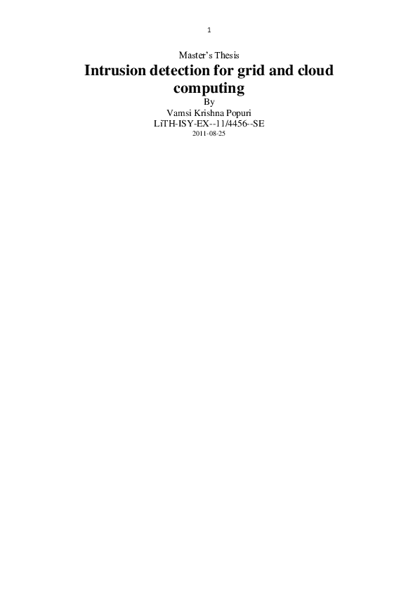 (PDF) Intrusion Detection for Grid and Cloud Computing