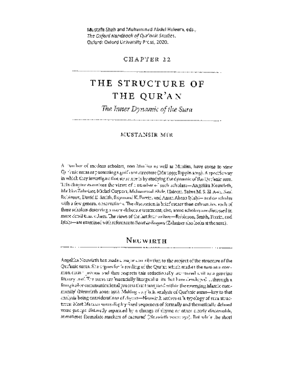 (PDF) The Structure of the Qur'an: The Inner Dynamic of the Sura