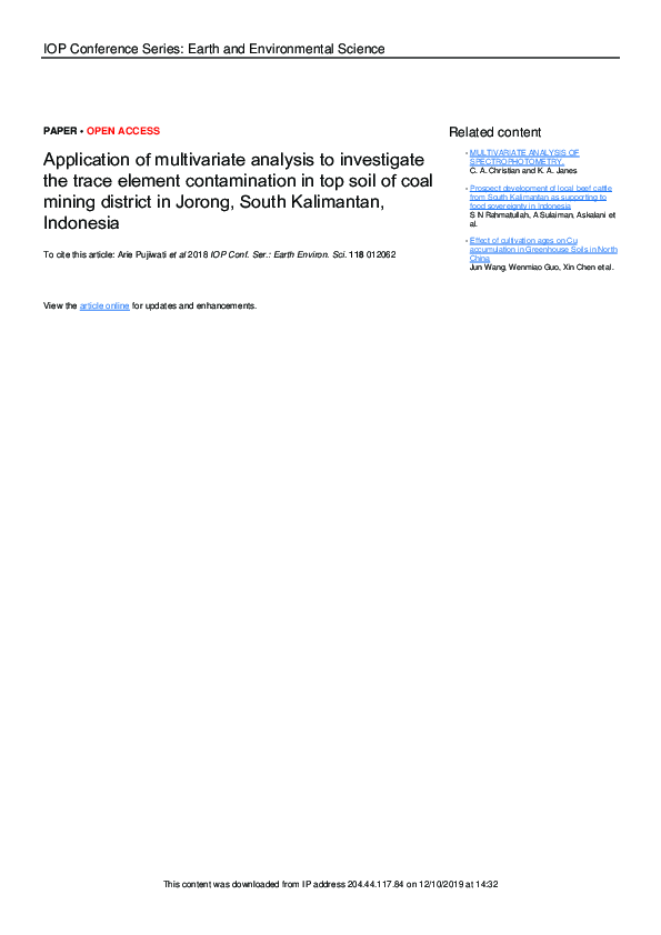 (PDF) Application of multivariate analysis to investigate the trace ...