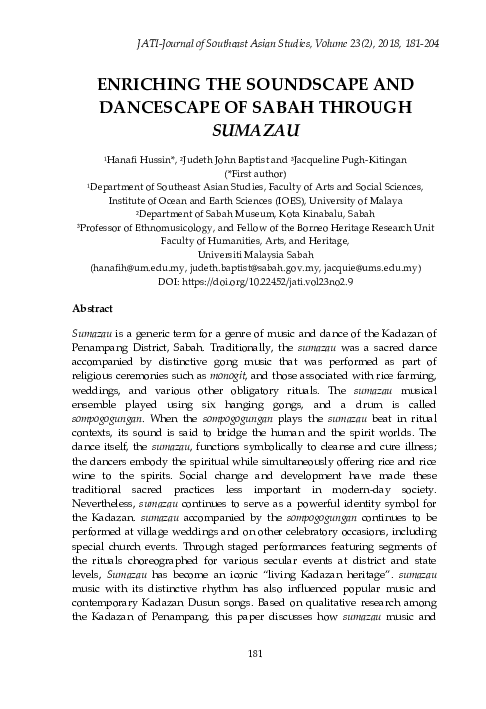 (PDF) Enriching The Soundscape And Dancescape Of Sabah Through Sumazau