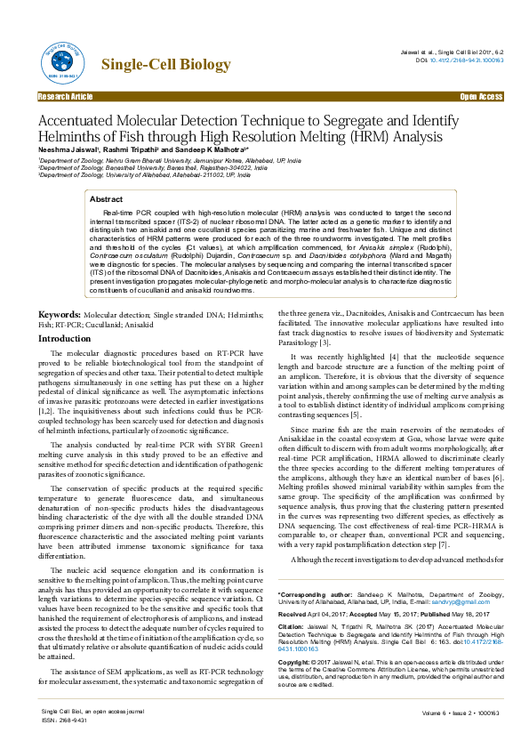 (PDF) Accentuated Molecular Detection Technique to Segregate and ...