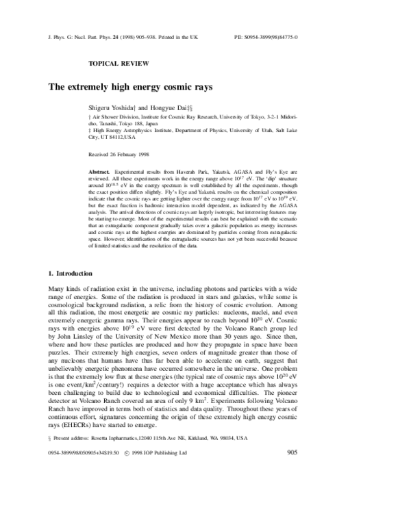 (PDF) The extremely high energy cosmic rays