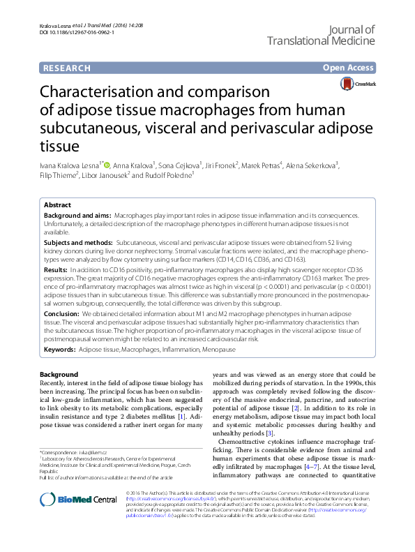 (PDF) Characterisation and comparison of adipose tissue macrophages ...