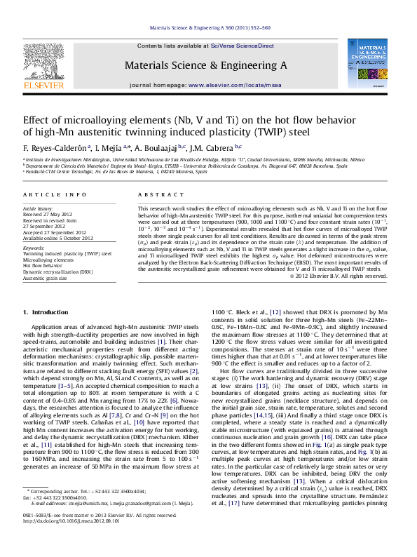 (PDF) Effect of microalloying elements (Nb, V and Ti) on the hot flow ...