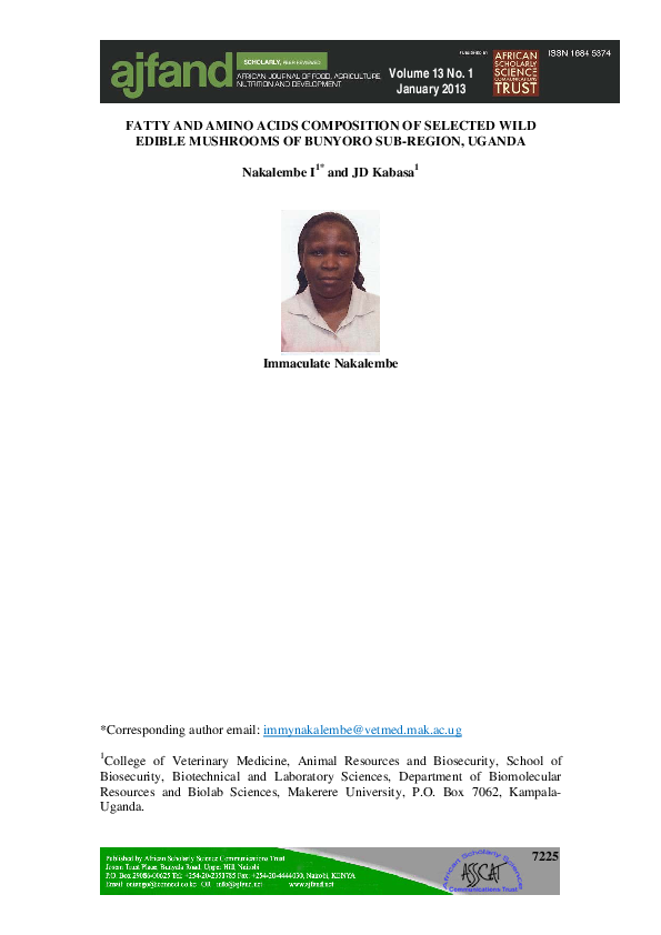 (PDF) Fatty and amino acids composition of selected wild edible ...