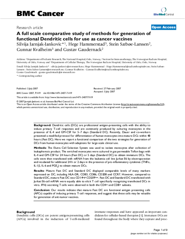 (PDF) A full scale comparative study of methods for generation of ...