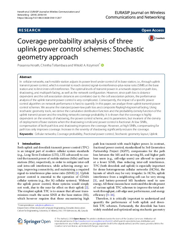 (PDF) Coverage probability analysis of three uplink power control ...