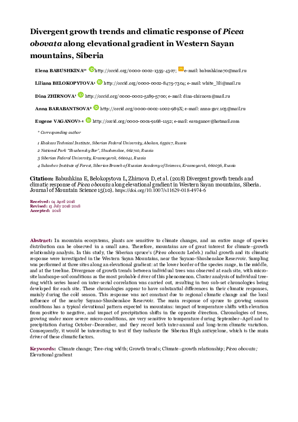 (PDF) Divergent growth trends and climatic response of Picea obovata ...