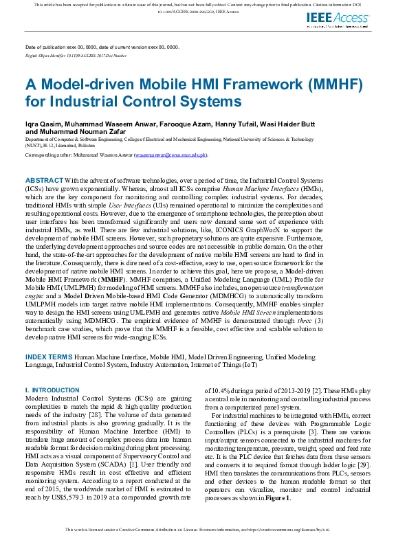 (PDF) A Model-driven Mobile HMI Framework (MMHF) for Industrial Control ...