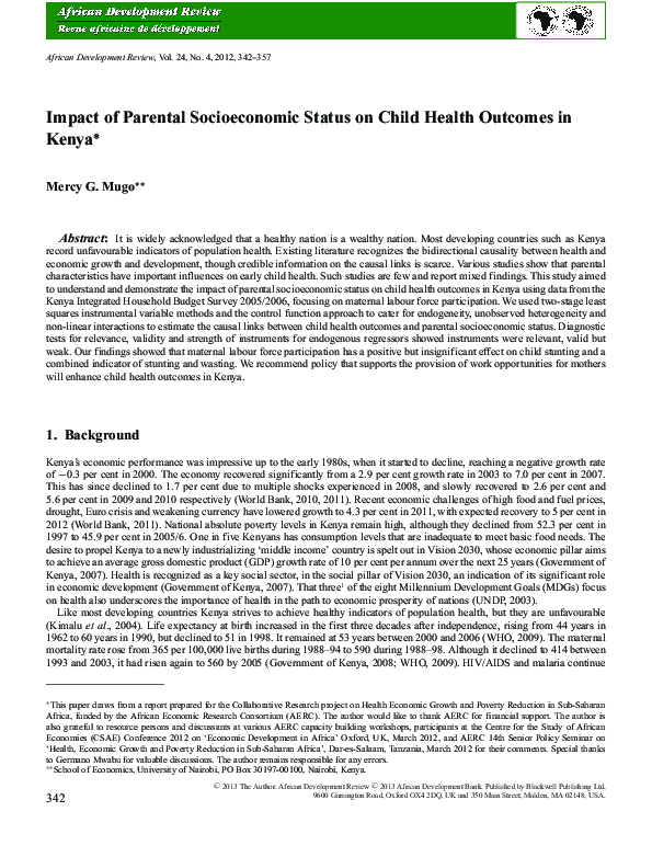 (PDF) Impact of Parental Socioeconomic Status on Child Health Outcomes ...