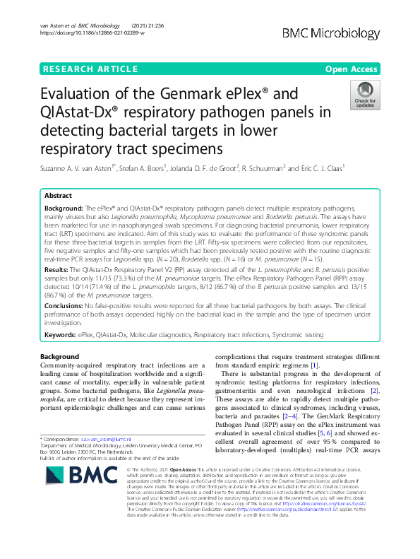 (PDF) Evaluation of the Genmark ePlex® and QIAstat-Dx® respiratory ...