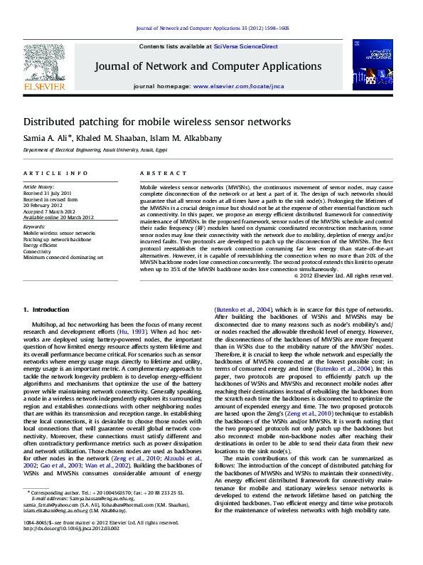 (PDF) Distributed patching for mobile wireless sensor networks