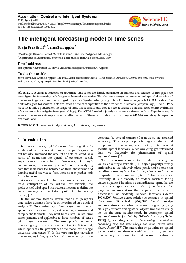 (PDF) The Intelligent Forecasting Model of Time Series