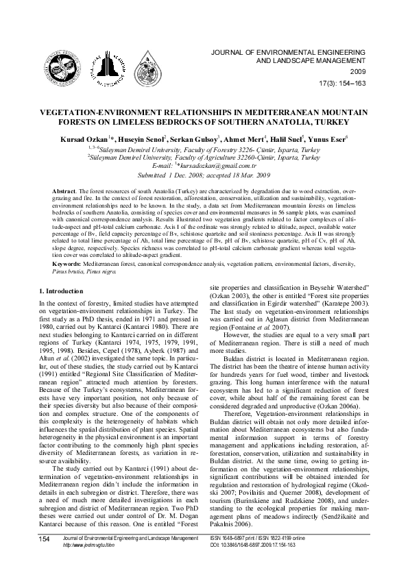 (PDF) Vegetation-environment relationships in Mediterranean mountain ...