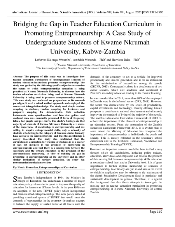 (PDF) Bridging the Gap in Teacher Education Curriculum in Promoting ...