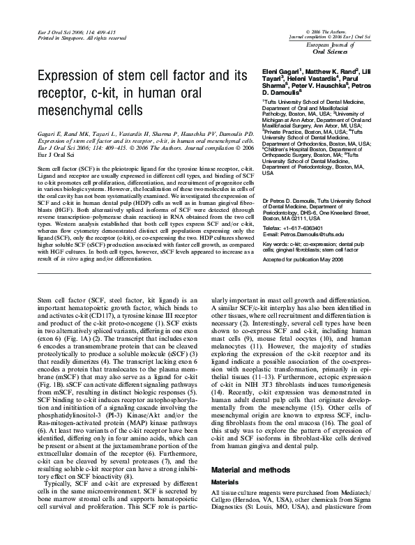 (PDF) Expression of stem cell factor and its receptor, c-kit, in human ...