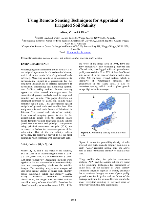 (PDF) Using Remote Sensing Techniques for Appraisal of Irrigated Soil ...