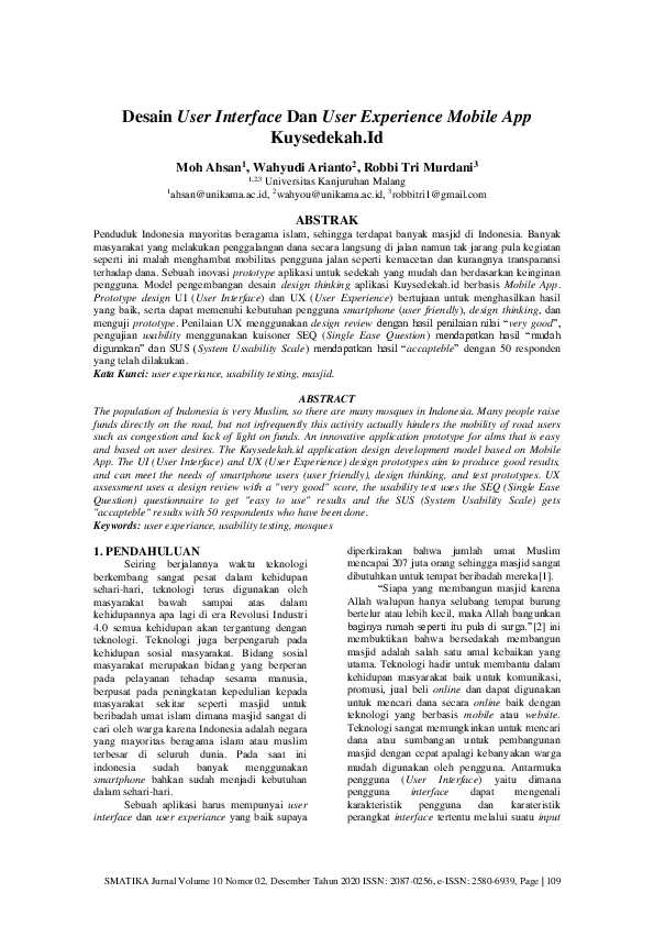 (PDF) User Interface Design And User Experience Kuysedekah.Id Mobile ...