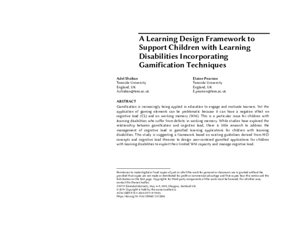 (PDF) A Learning Design Framework to Support Children with Learning ...