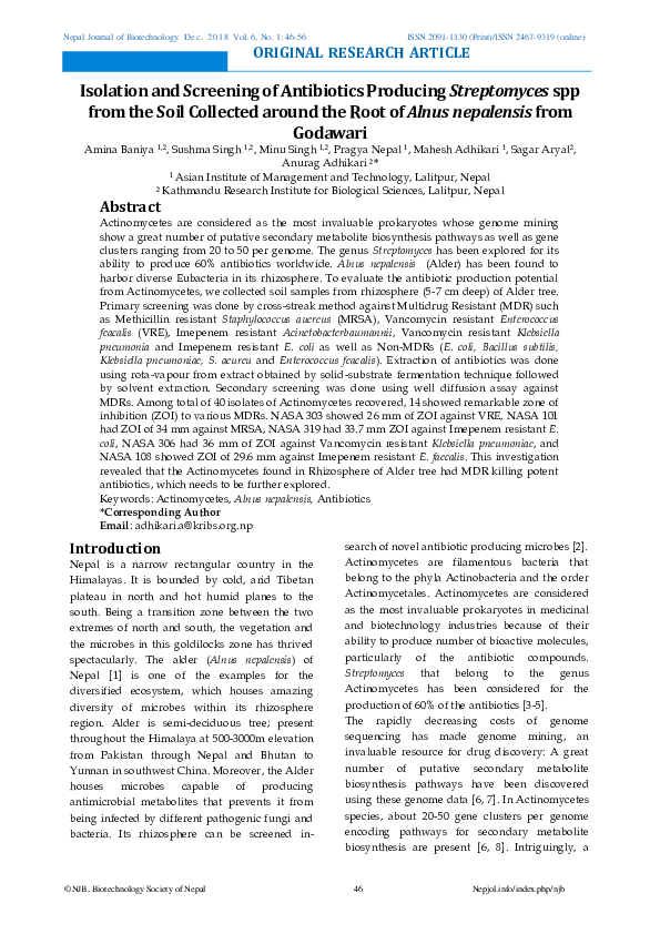 (PDF) Isolation and Screening of Antibiotics Producing Streptomyces spp ...