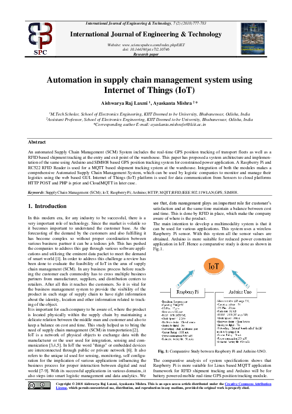 (PDF) Automation in supply chain management system using Internet of ...