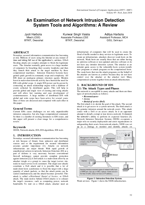 (PDF) An Examination of Network Intrusion Detection System Tools and ...