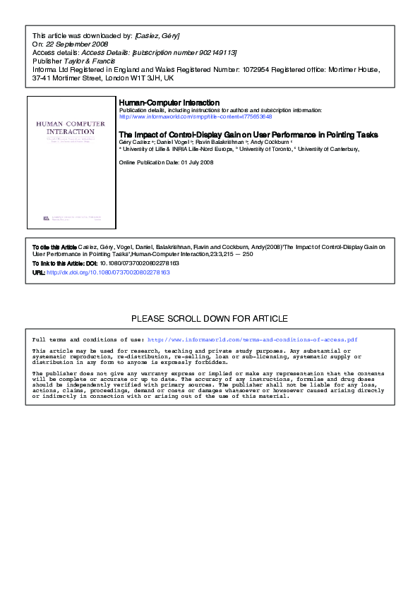 (PDF) The Impact of ControlDisplay Gain on User Performance in