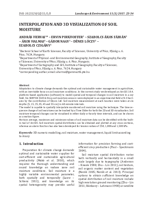 (PDF) Interpolation and 3D visualization of soil moisture